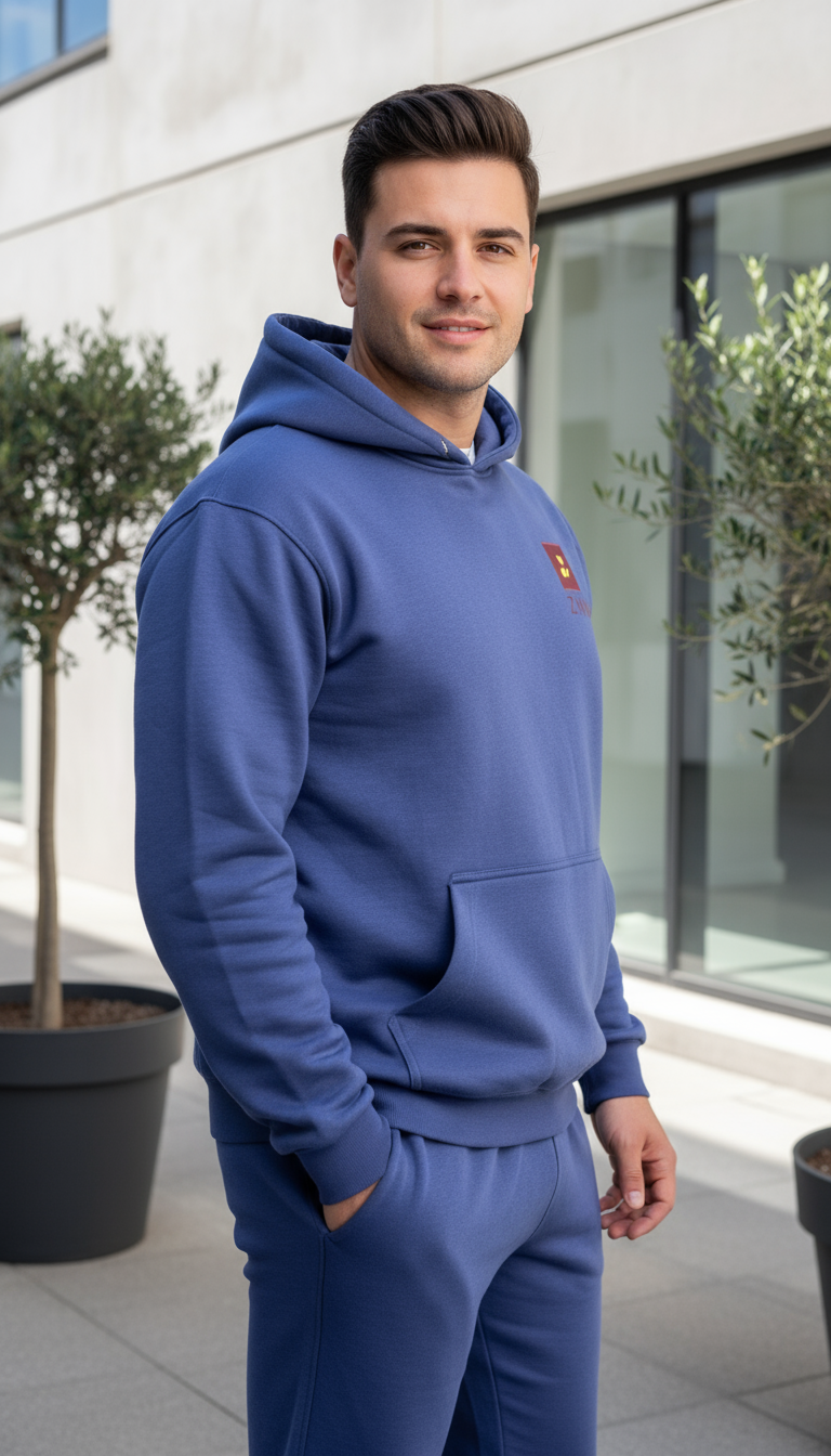 ZNWA Tuta Completa Premium in Felpa con Cappuccio e Zip – 85% Cotone, 15% Poliestere