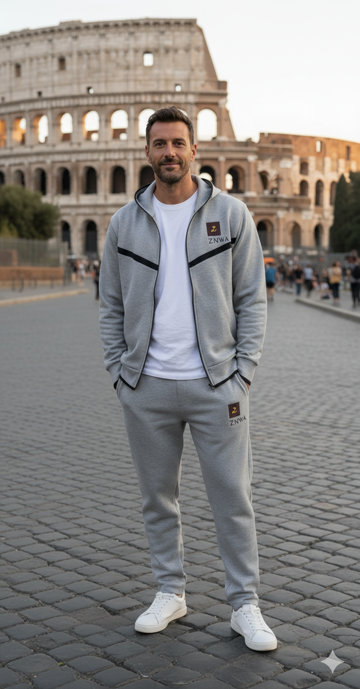 ZNWA Tuta Completa Premium in Felpa con Cappuccio e Zip – 85% Cotone, 15% Poliestere