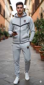 ZNWA Tuta Completa Premium in Felpa con Cappuccio e Zip – 85% Cotone, 15% Poliestere